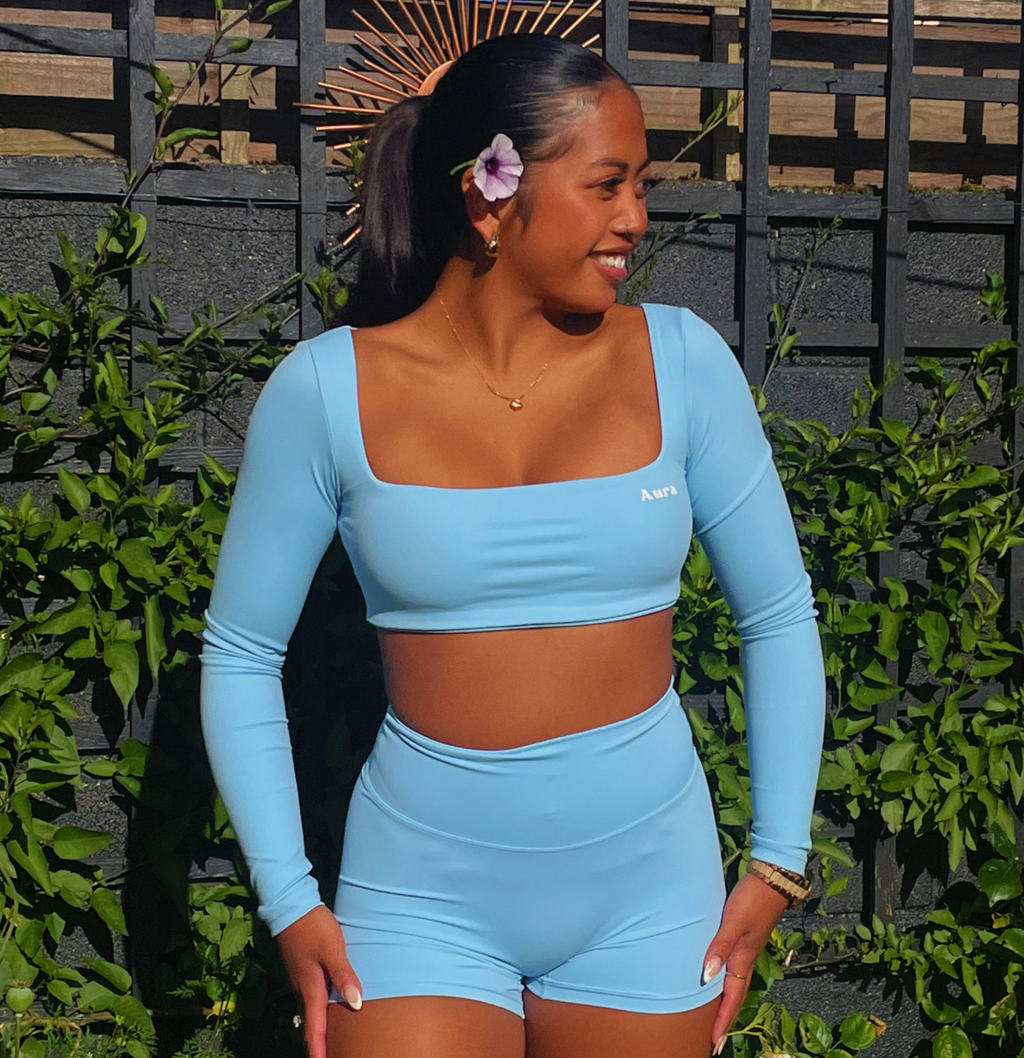 Soft Active Long-Sleeve Gym Top in Blue